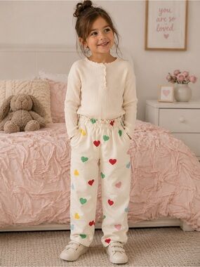 Boden Cream Heart Print Lounge Pants - Multicolor Hearts